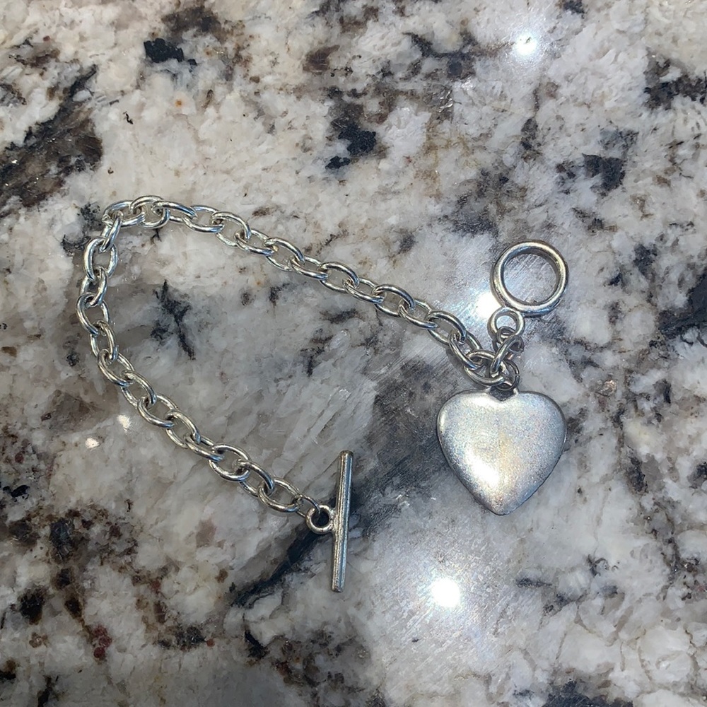 Heart chain bracelet slightly tarnished but can be cleaned
